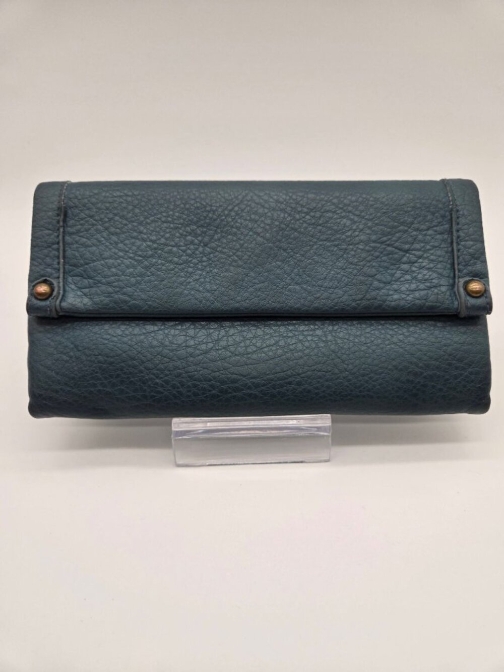 Dark Teal Faux Leather Continental Wallet Front Flap Organizer Clutch